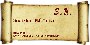 Sneider Mária névjegykártya