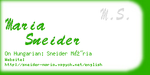 maria sneider business card